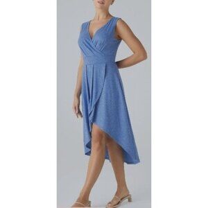 Halara  Deep V Neck Size Large Sleeveless High Low Dress Crossover Hem Flowy NWB